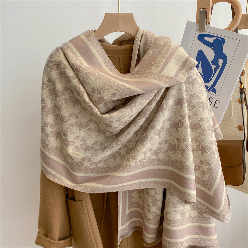 

Women scarf with double-sided tie-dye star pattern feels delicate soft simple versatile keep warm Multi-color optional