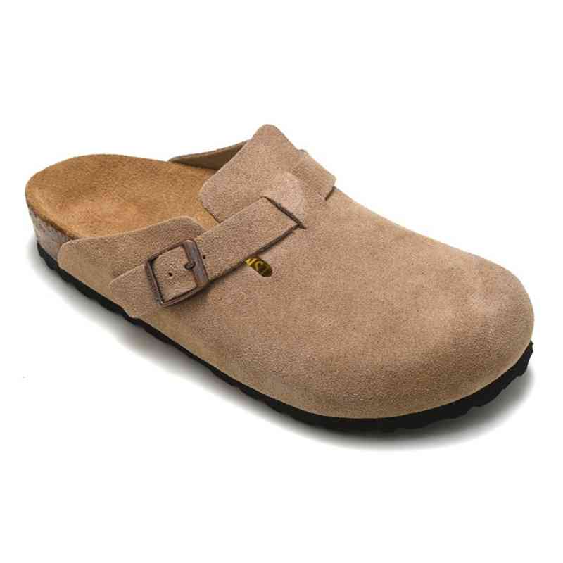 

Sandals Boston Baotou lazy people comfortable anti fur cork leather slippers, Black