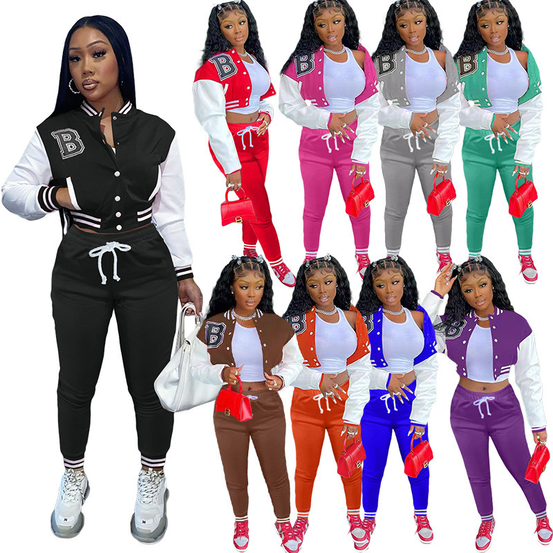 Designer Femmes Survêtements Deux Pièces Ensemble À Manches Longues Couture À Capuche Haut Pantalon Tenues Dames Sportsuit Vêtements Décontractés
