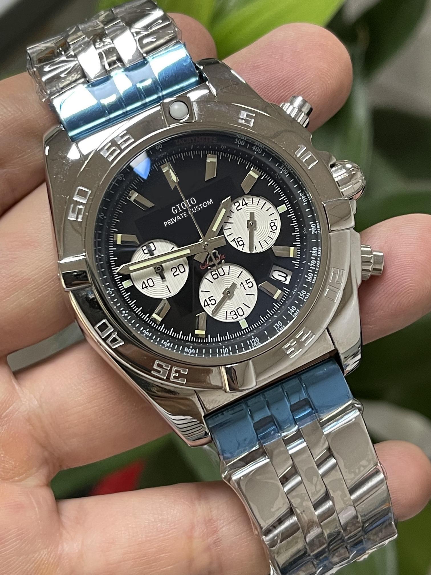 

Mens Quartz Chronograph Watch Rose Gold Black Blue Leather25454757410254102402