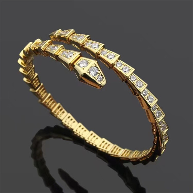 Golden Color Snake Bracelet Cuff Bangle Fashion Wedding Party Bangles Luxury Quality Jewelry Personalised Gift Accessories Simple Bracelets