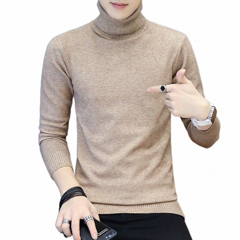 Men's Sweaters men's Sweaters Autumn Winter Turtleneck Sweater Slim Solid Color Casual Knit Bottoming Shirt Warm Pullover 72BR#