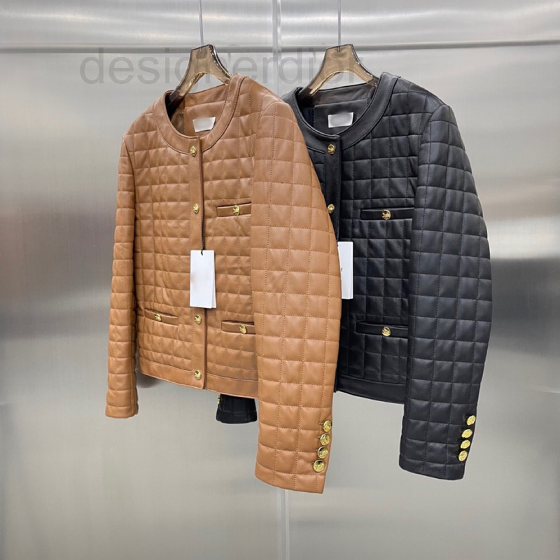 

Women' Leather & Faux designer Haining sheepskin leather jacket short coat women' temperament round neck new autumn and winter 2021 CVK1, 2# packing bag
