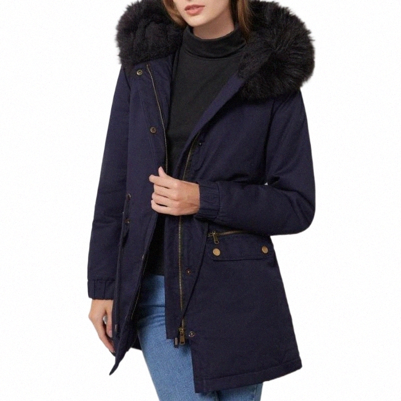 Women's Trench Coats women's Trench Coats Hoodie Parkas 2021 Winter Hooded Thick Overcoat Furry Mid-Length Single-breasted Plush Velvet Ja