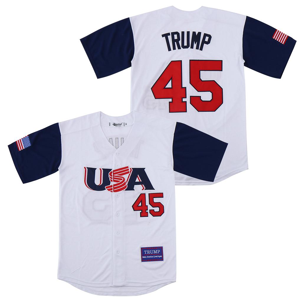 

College wear Clearance Sale USA 45 Donald Trump Jersey Make American Great Again For Baseball Stadium High Quality Embroidery 45, Men