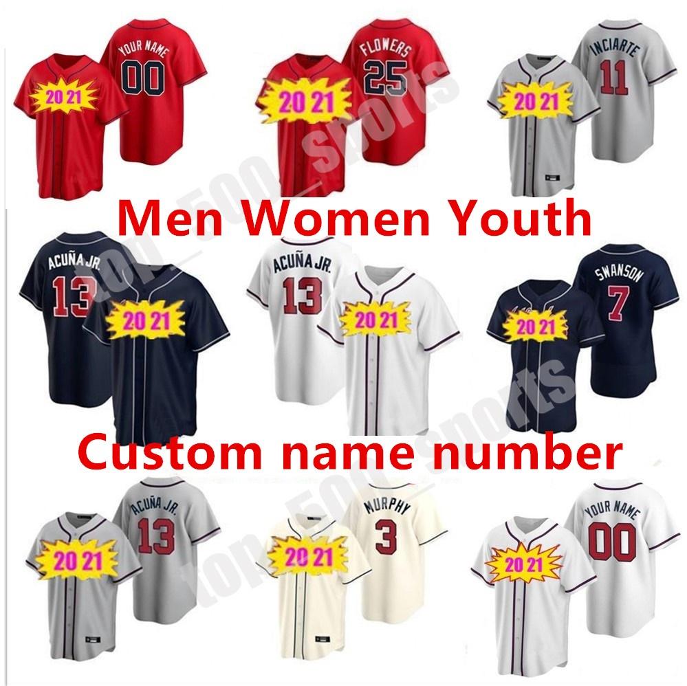 

College wear 2021 Atlanta 20 Marcell Ozuna Jersey 5 Freddie Freeman Brave 7 Dansby Swanson 13 Ronald Acuna Jr. 1 Ozzie Albies Mike Soroka Ba, Colour 13