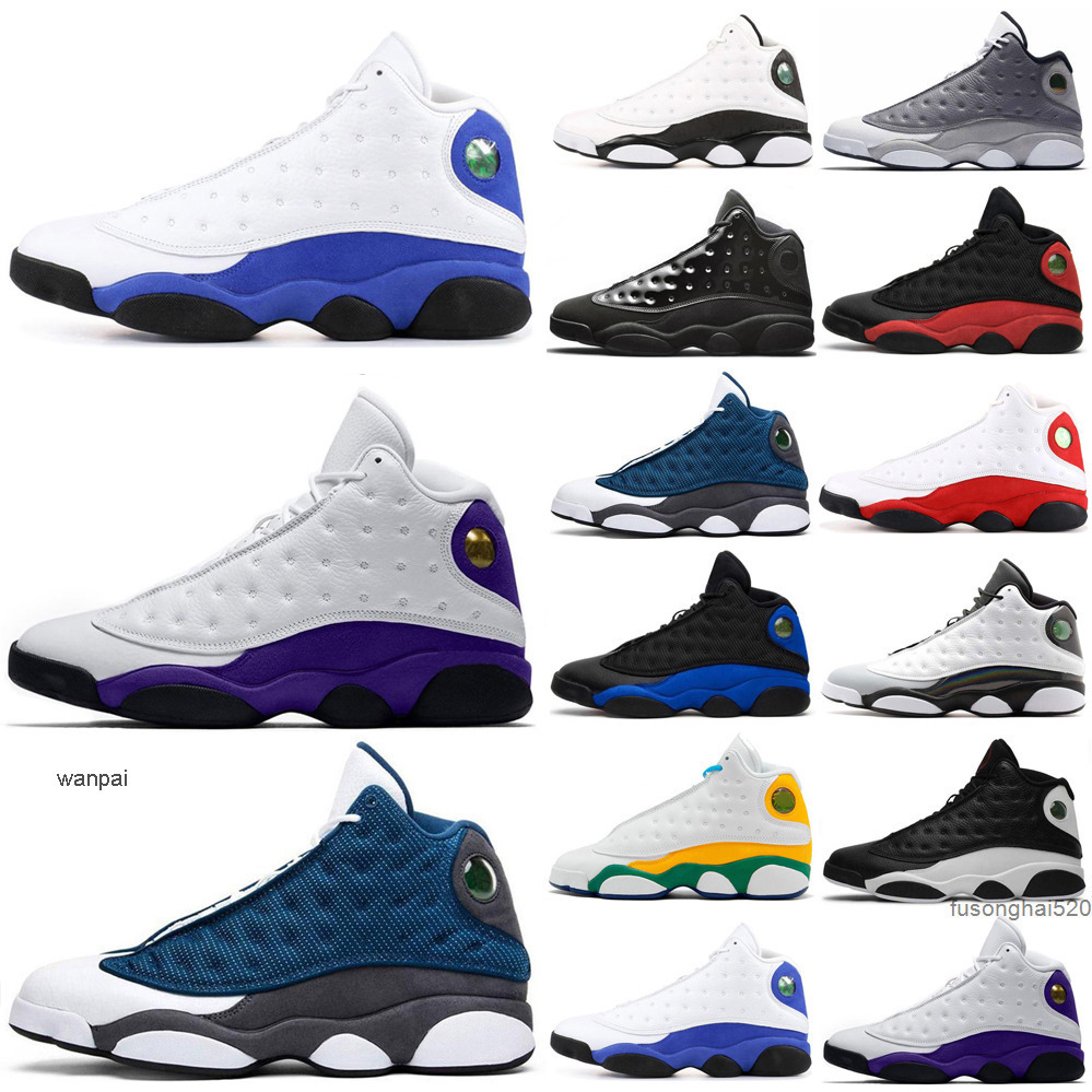 

Newest 13 13s Basketball Shoes Mens Womens Bred Cap and Gown Red Flint Black Court Purple Obsidian Lucky Green Trainer Sneakers Sports Shoe, # 4
