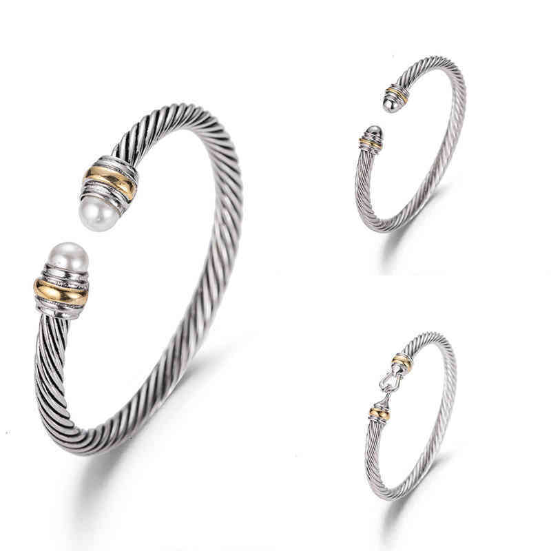 

bangle Bracelet Dy Luxury Designer Twisted Pearl Head Women Fashion Versatile Twist Bracelets Jewelry Platinum Plated Wedding Gifts 5mm