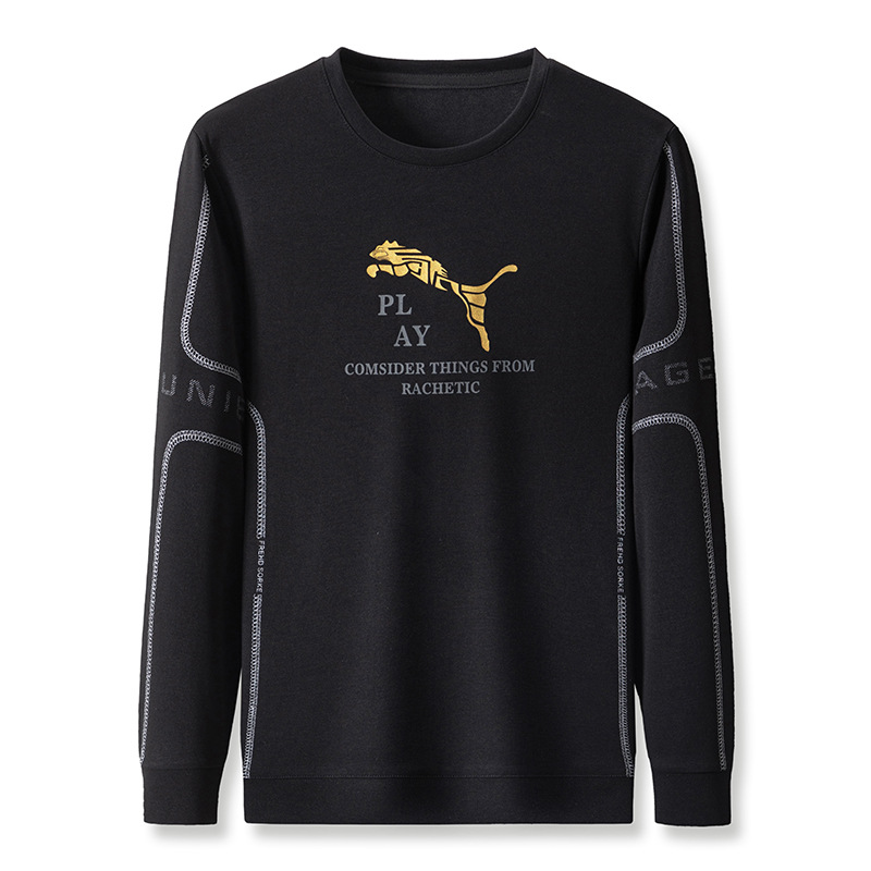 

Designer t shirts Men's cotton hoodie monogrammed casual round neck pullover long sleeves for men 2XL 3XL 4XL, Black 1