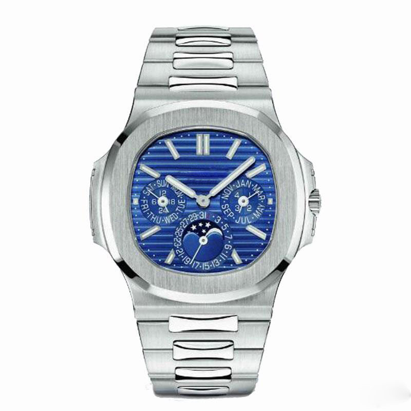 

17 Styles PP luxury Watch Silver case Blue dial Na-utilus 40mm Men AAA Automatic Mechanical watches 5711 Clock Stainless Steel Calendar all sub dials working, Not sold separately