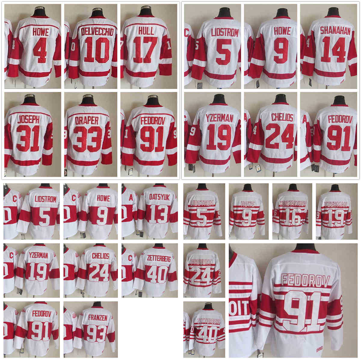 

Detroit Red''Wings''New Retro Ice Hockey Jerseys Gordie Howe Gordie Howe Nicklas Lidstrom Alex Delvecchio Chris Chelios Shanahan Steve Yzerman Sergei, Separate style. send pictures on order