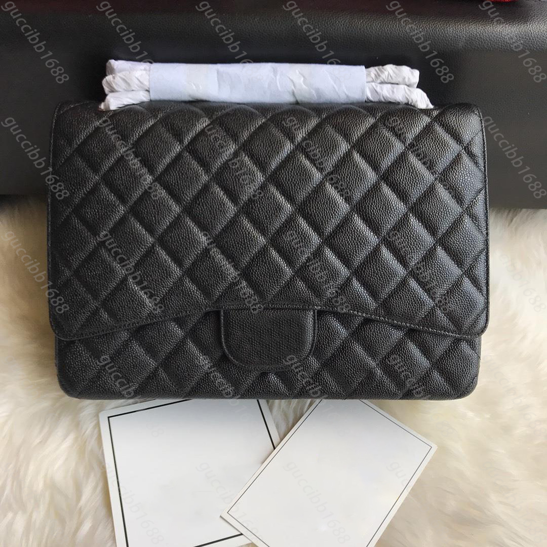 

Top Tier 10a Luxuries Designers Double Flap Bag Mirror Quality Maxi 33cm Womens Real Leather Lambskin Quilted Black Purse Crossbody Shoulder, 33cm black caviar
