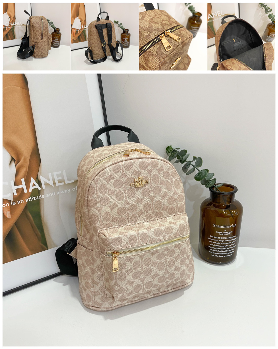 

07 eyebrow trimmer coach women Backpack shoulders backpacks school bag Mountaineering traveling backpacks, As pic