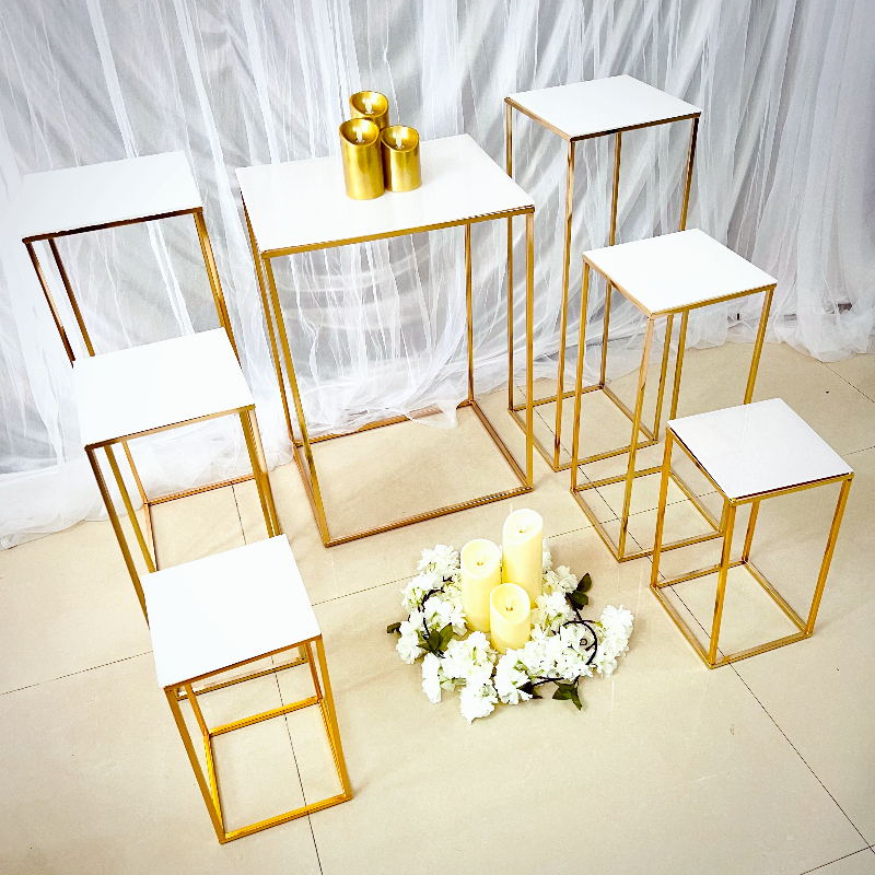 

Luxury Flower Arch Outdoor Lawn Wedding Decoration Dessert Table Backdrops PlinthsTable Grand-event Geometric Props Balloons Rack Birthday Party Sash Background, Gold