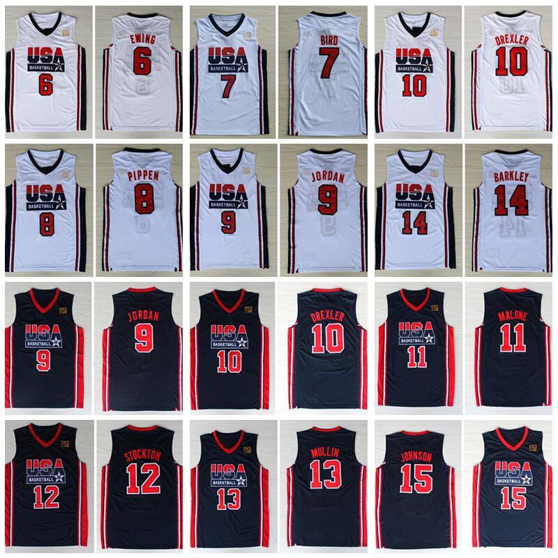 

1992 Team USA Basketball Jerseys Dream Larry Bird Michael Patrick Ewing Scottie Pippen Clyde Drexler John Stockton Charles Barkley Johnson, Blue