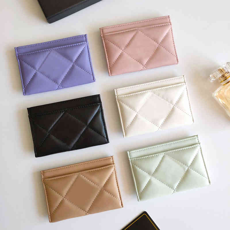 

CC Bag Card Holders Newest Women Holder Coin Purse Short Wallet Key Pouch Bag Multicolor Fahion Thin Leather Handbag Clutch Luxury Designers, Pink