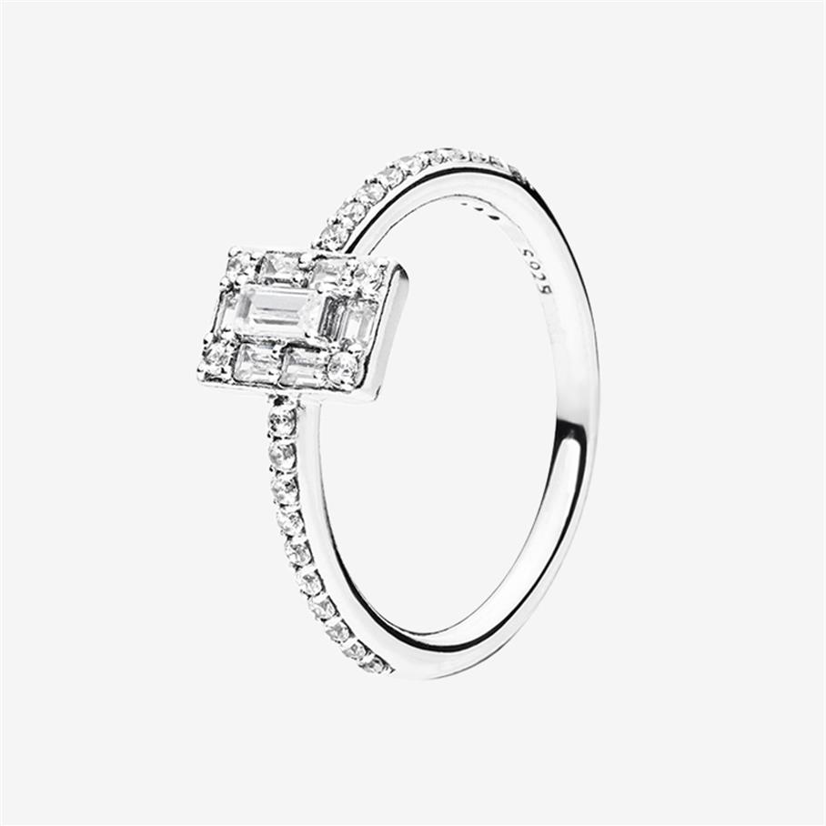 

NEW Sparkling Square Halo Ring Women Girls Summer Jewelry for Pandora 925 Sterling Silver CZ diamond Rings with Original box266m