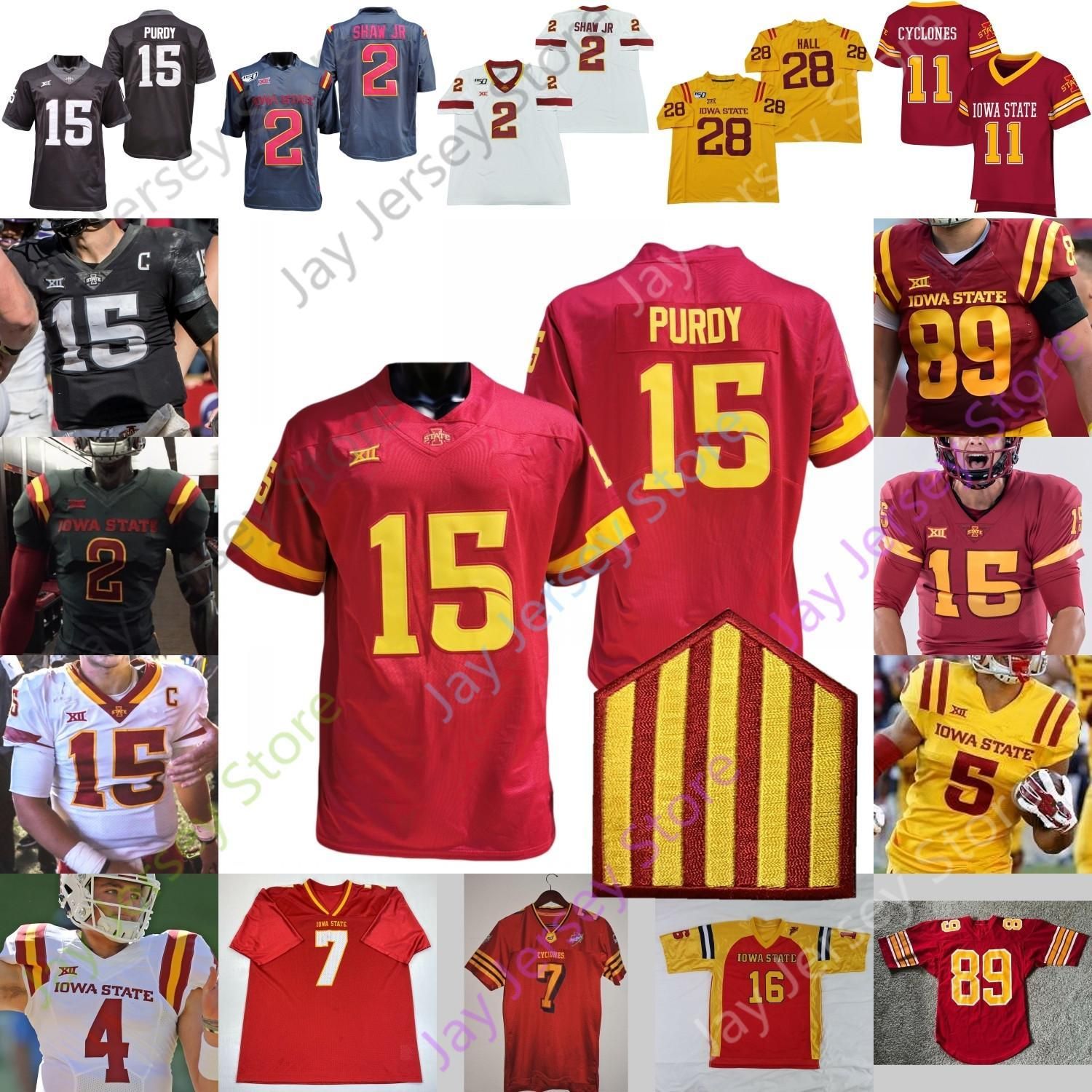 

College wear College wear Custom 2020 Iowa State Cyclones ISU Football Jersey NCAA College Brock Purdy Breece Hall Jones Vance Milton Charli, Red