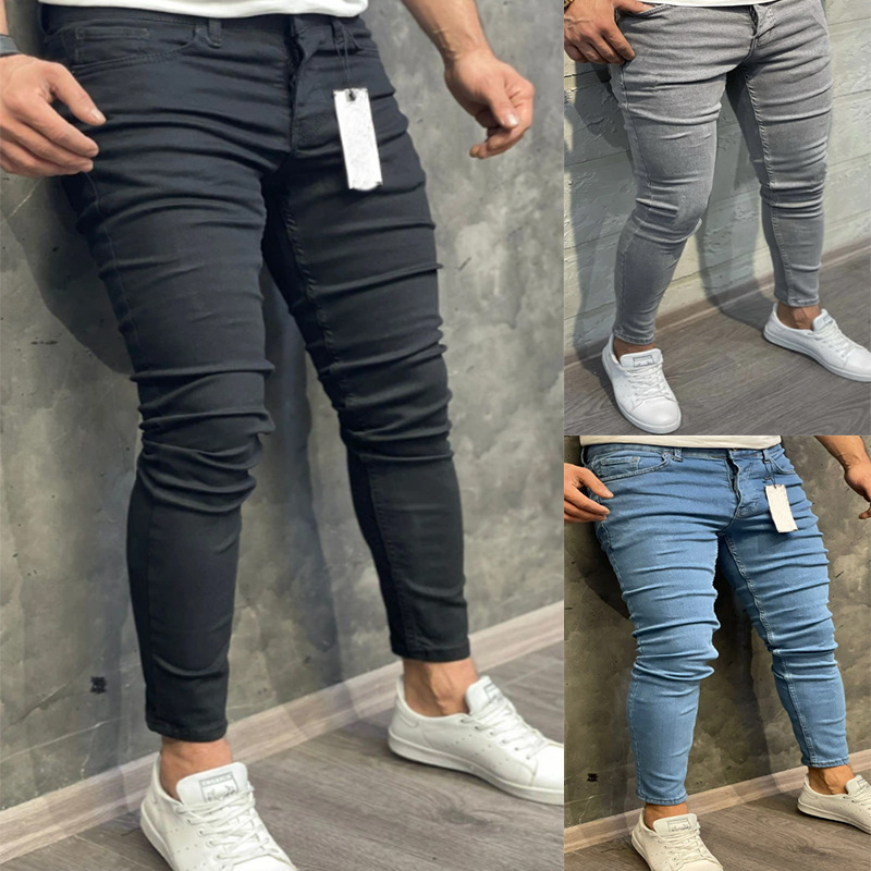 Popular high quality mens pant European American men's skinny jeans Casual Jogging Men's Pencil Trousers Black Gray PANTS
