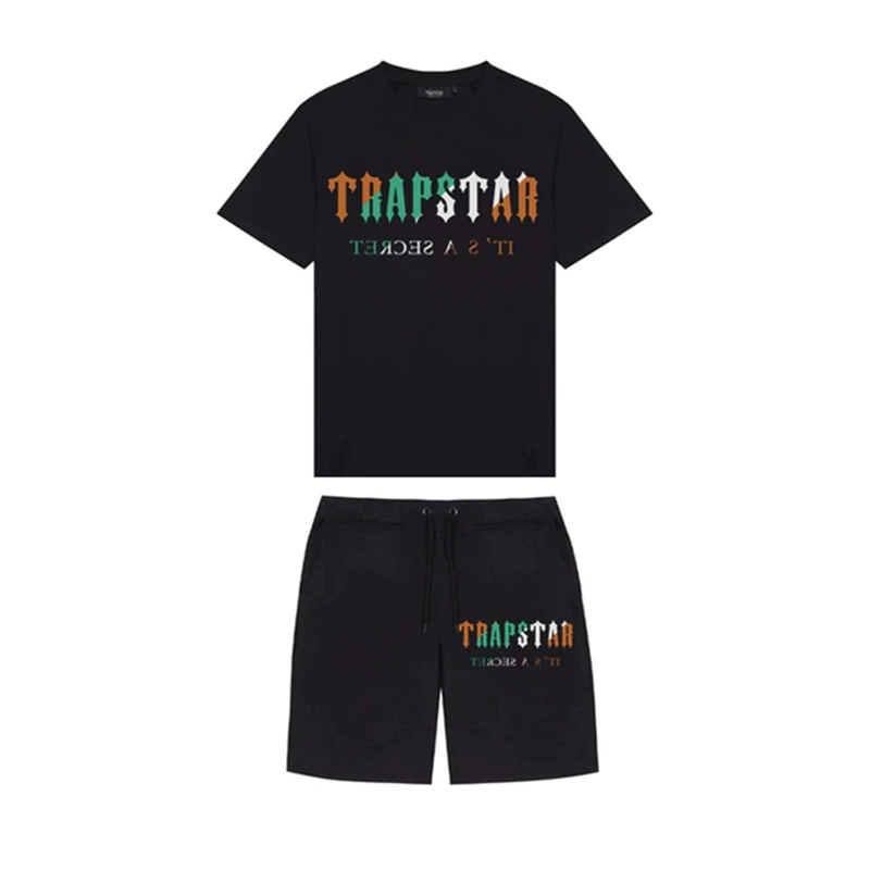 

TRAPSTAR t shirts and Shorts Set Men Tracksuit Summer Basketball Jogging Sportswear Streetwear Harajuku Tops T shirt Suit 220621, Spread only