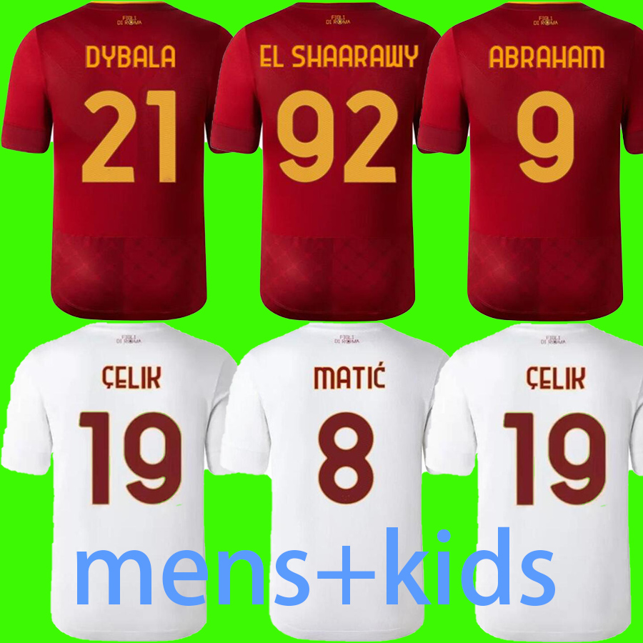 

22 23 romas SOCCER JERSEYS DYBALA home belotti CELIK Pellegrini Abraham 2022 2023 Wijnaldum Zaniolo MANCINI KUMBULLA men kids kit FOOTBALL EL SHAARAWY Uniform rome, Away+patch