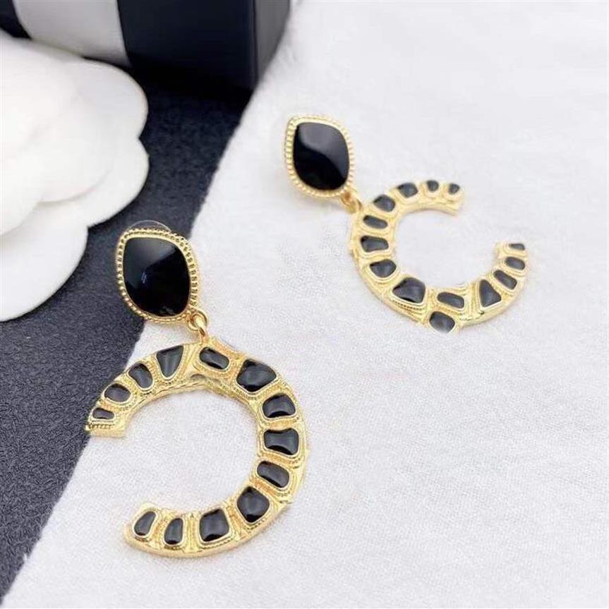 

2022 Top quality charm dangle drop earring with black enamel for women party wedding engagment jewelry gift with box PS4094224u
