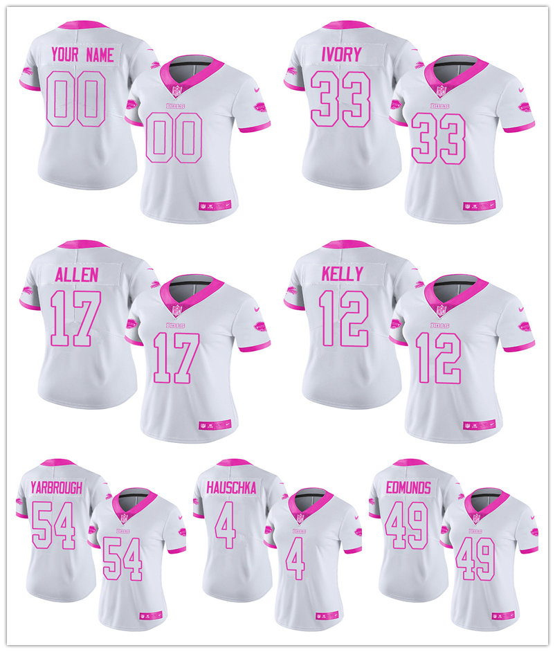 

Football Jersey Buffalo''Bills''Women Stefon Diggs Josh Allen Jim Kelly Von Miller White Pink Rush Fashion