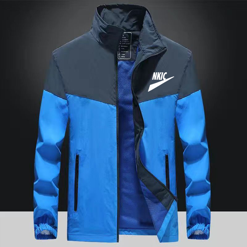 

Spring Autumn Fashion Brand Jackets and Coats Black Gray Patchwork Men's Clothing Youth Casual Business Formal Jacket Mens Clothing, Blue gray 2
