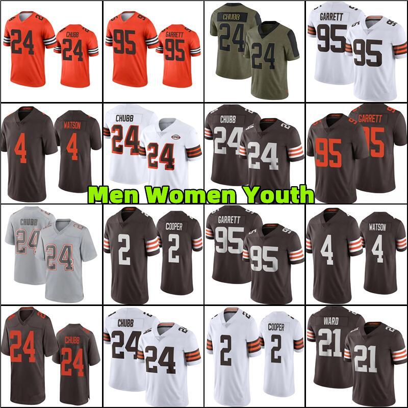 

4 Deshaun Watson Jersey Brown 2 Amari Cooper 24 Nick Chubb 95 Myles Garrett 21 Denzel Ward Football Jerseys stitching Men Women Youth, Men jersey