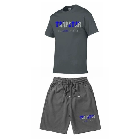 

Mens Trr t Shirt Short Sleeve Print Outfit Chenille Tracksuit Black Cotton London Streetwear 1GHCS, T-shirt + shorts 3