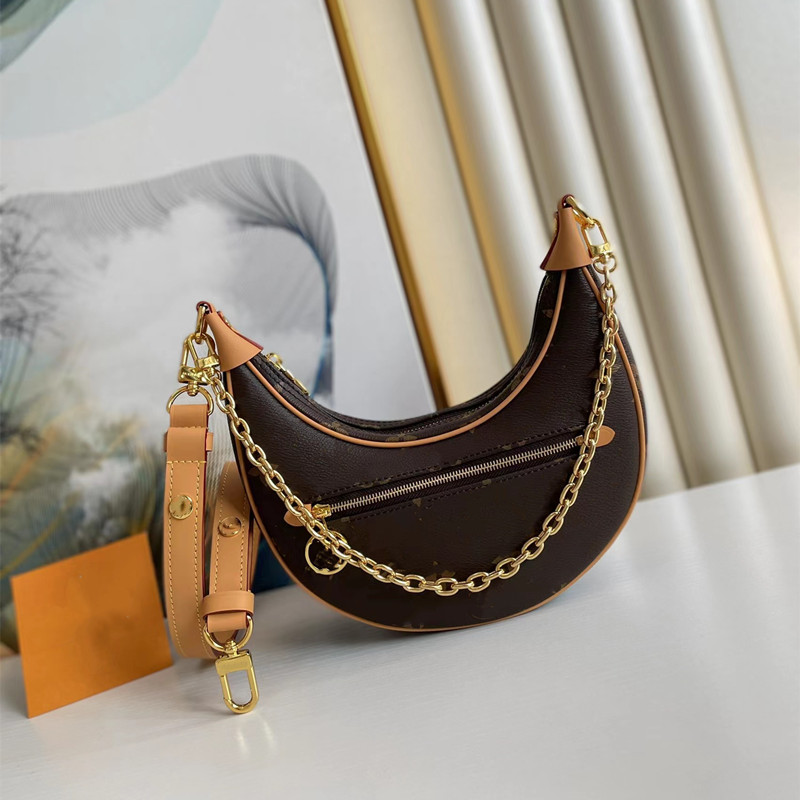 

7A top designer luxury women's underarm bag leather crescent old flower alphabet canvas shoulder classic fashion crossbody high-end original wholesale gift box
