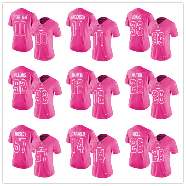 

Football Jersey New York''Jets''Women Elijah Moore zach wilson Jamal Ahmad Gardner Vera Tucker Garrett Wilson Pink Rush Fashion