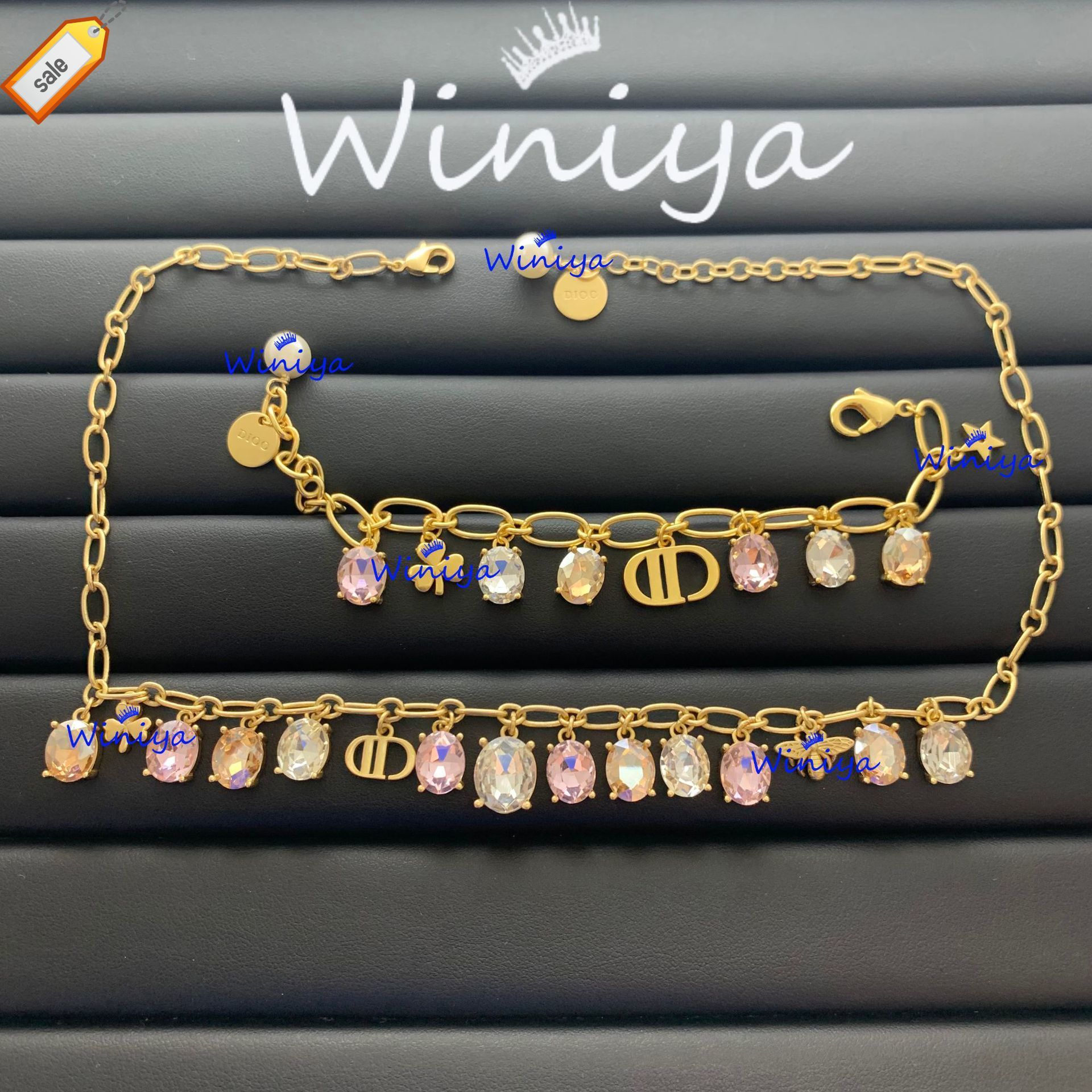 Luxury Designer Necklaces for Women d Family Necklace / Dijia New Letter Color Diamond Matching Tassel Sweater Chain Bracelet Women's Fashio