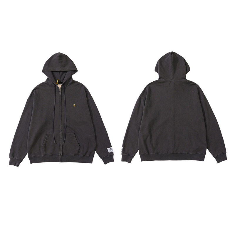 

22FW Europe Paris USA Plus Size Hoodie Autumn Winter Skateboard Zipper Streetwear Pullover Hooded Sweatshirt, Washed black