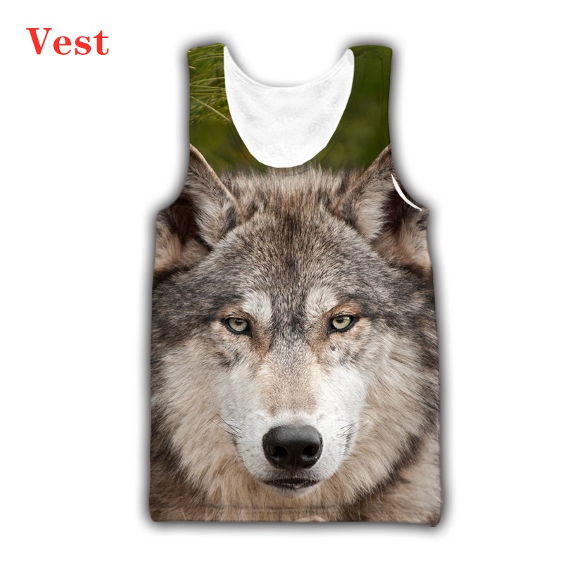 Débardeurs femme Camis S-6XL nouvelle grande taille col rond sans manches gilet 3D imprimé T-shirt été Animal loup haut à manches courtes