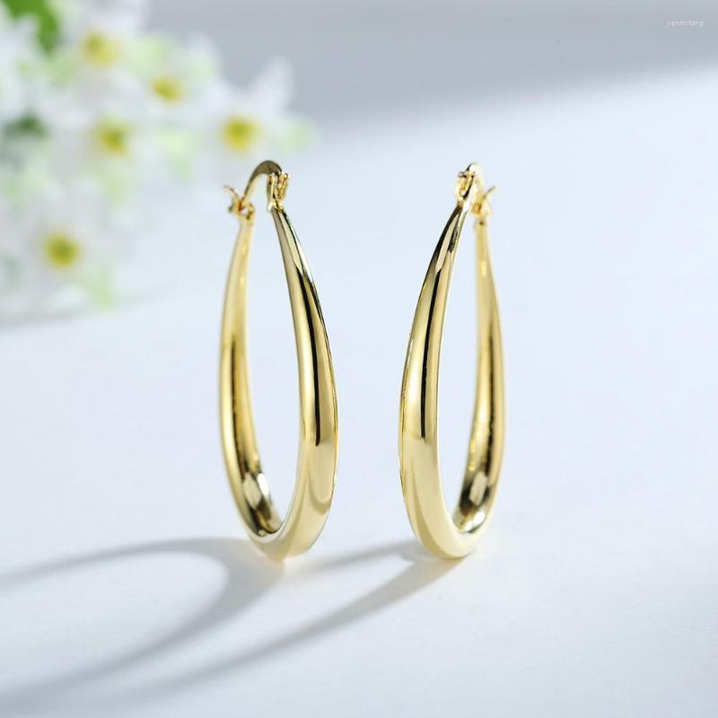 

Hoop Earrings 925 Sterling Silver 18K Gold Plated 4.4cm Oval For Women Fashion Party Wedding Accessories Jewelry Christmas Gifts