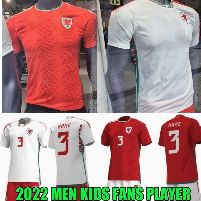 

2022 Wales Soccer Jerseys BALE WILSON ALLEN RAMSEY Mens 22 23 world National Team cup Rodon VOKES Home Football Shirt Short Sleeve Adult Uniforms fans player version, 2021 home adult