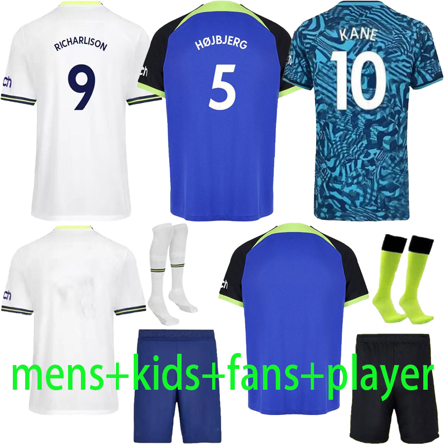 

22 23 KANE SON RICHARLISON Soccer Jerseys Player Version KULUSEVSKI HOJBJERG Away 2022 2023 PERISIC Third ROMERO TOtTENham Football kit shirt BENTANCUR Men kids set, 21-22 third