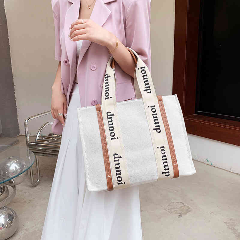 

Bags Bag female new large capacity canvas tote bag leisure hand simple printed single Shoulder Messenger Purses, Black