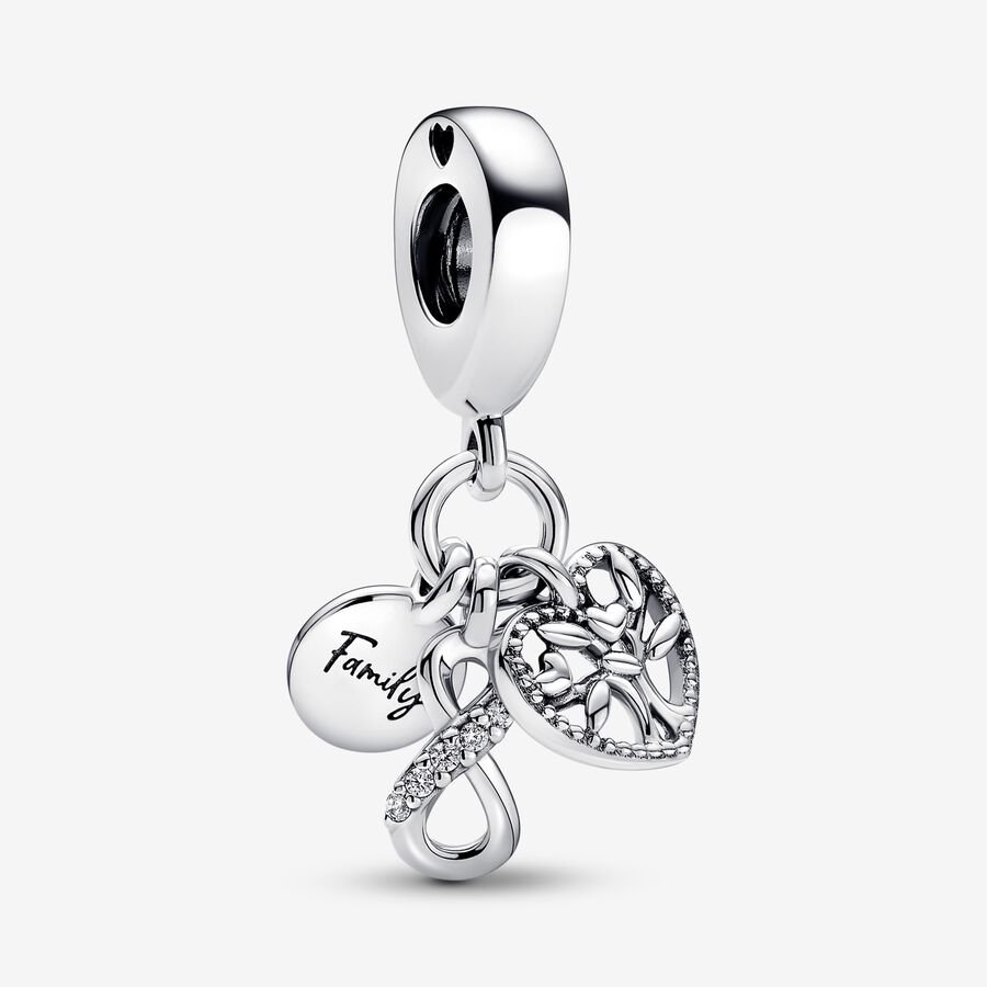 

925 Sterling Silver Family Infinity Triple Dangle Charms Fit Original European Charm Bracelet Fashion Women Jewelry Accessories