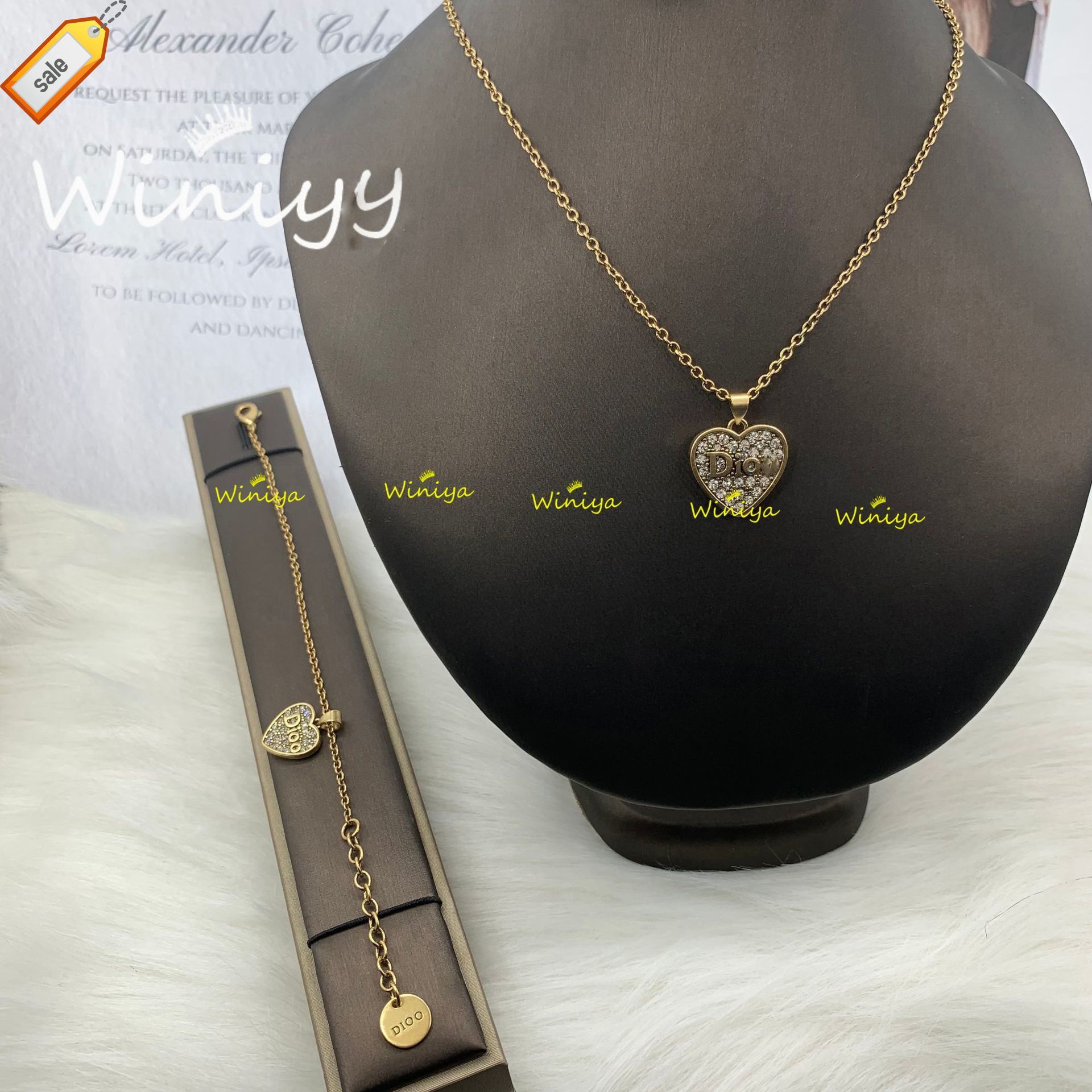 Luxury Designer Necklaces for Women d Family Necklace / Dijia New Letter Diamond Heart-shaped Fashion Neckchain Bracelet Net Red Same Jewelry