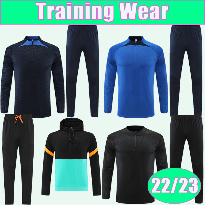 

22 23 KANTE KOVACIC Training Wear Mens Soccer Jerseys Kit Suit PULISIC MENDY ZIYECH Half Zip Tracksuit Football Shirts, C1116g720 22 23 half zipper sapphire