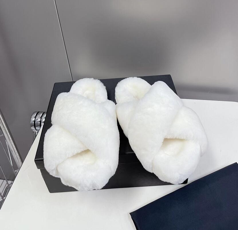 

Winter Warmth Slipper Designer Women Slippers Cross Vamp Wool Sandal Soft Fluffy Flat Bottom Fashion Sandal Outdoor Beach Flip-Flops, Not for individual sale