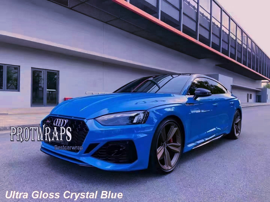 Prime d'autocollant en vinyle bleu en cristal ultra brillant
