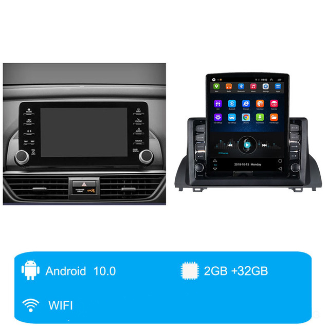 Voiture HD écran tactile vidéo 9 pouces Android GPS Navigation Radio pour 2018-2019 Honda Accord 10 avec prise en charge Bluetooth Carplay TPMS D