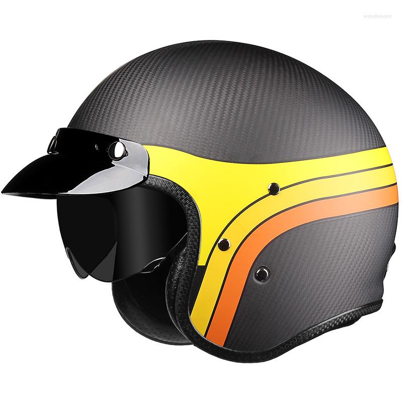 

Motorcycle Helmets Open Face Helmet Carbon Fiber Motorbike 3/4 Half Korea Style Vintage Cascos Para Moto Jet Dot Ece Approve, Sku 08