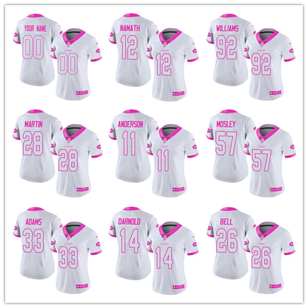

Football Jersey New York''Jets''Women Elijah Moore zach wilson Jamal Ahmad Gardner Vera Tucker Garrett Wilson White Pink Rush Fashion