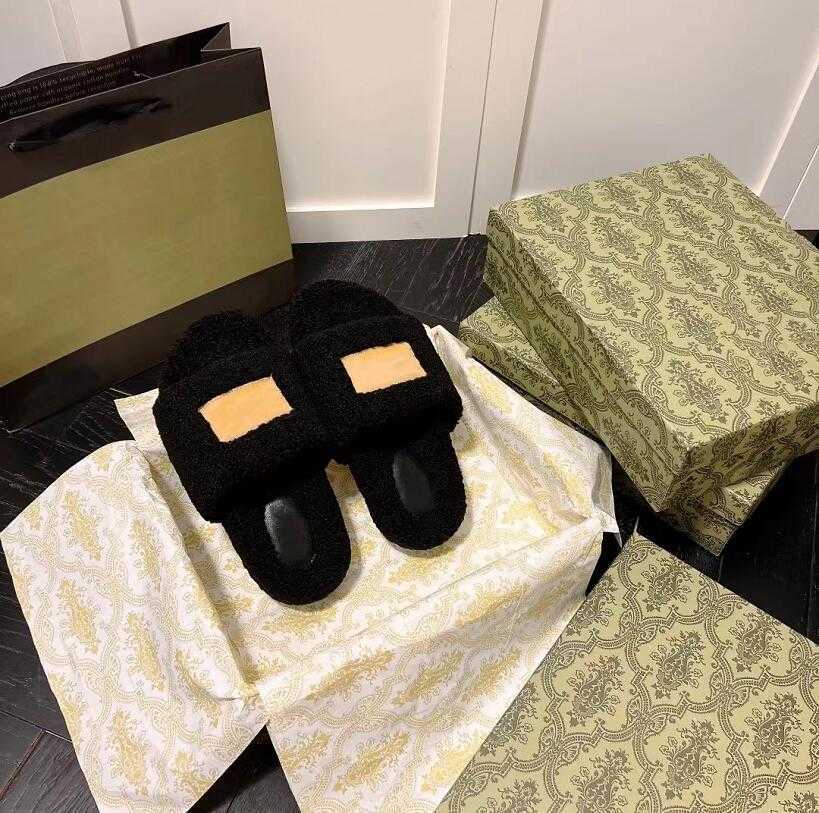 

Designer Flat Flip Flops Fluffy Furry Slippers Women Winter Plush Sandals Warm Slipper Women Slide Luxury Fuzzy Slides Rubber Sole Sandalol With original box