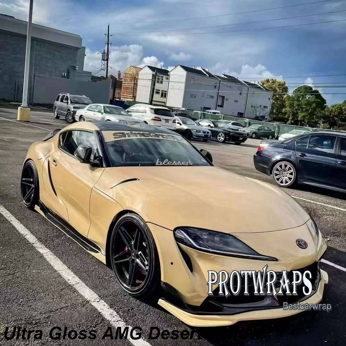 Premium Ultra Gloss Desert Yellow Vinyl Wrap Sticker Sticker Car Emballage Couvrage Film avec AIR SERRIEUR INICILLE COLLAGE LOBILLE COLLE DE TOP