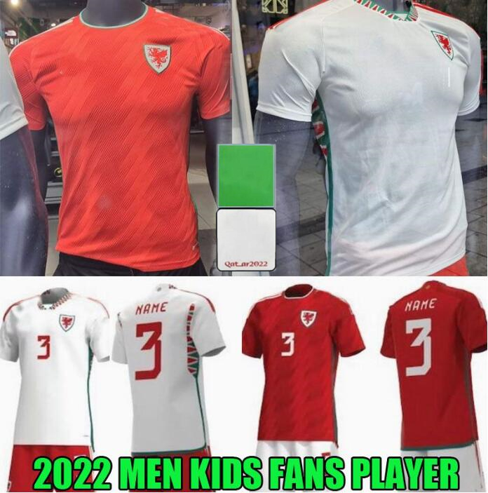

2022 Wales Soccer Jerseys BALE WILSON ALLEN RAMSEY Mens 22 23 world National Team cup Rodon VOKES Home Football Shirt Adult kids kit Uniforms fans player version top